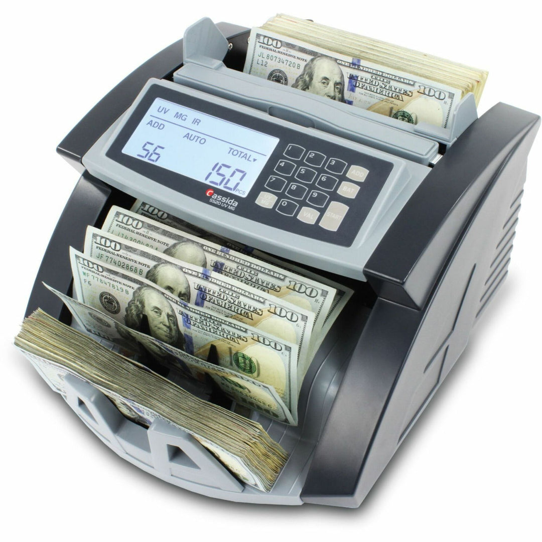 Image of Cassida 5520 UV/MG Currency Counter, 250 Bill Capacity, Counts @ 1300 bills/min, Gray, 1 Each