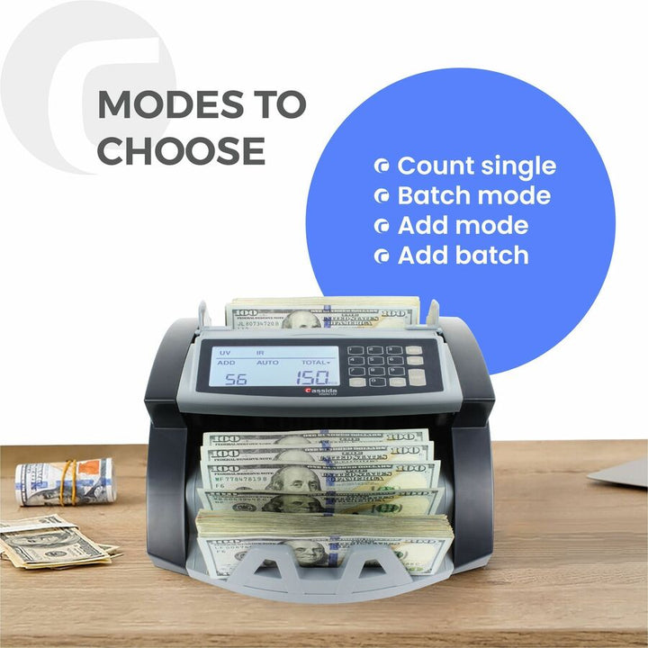 Image of Cassida 5520 UV/MG Currency Counter, 250 Bill Capacity, Counts @ 1300 bills/min, Gray, 1 Each