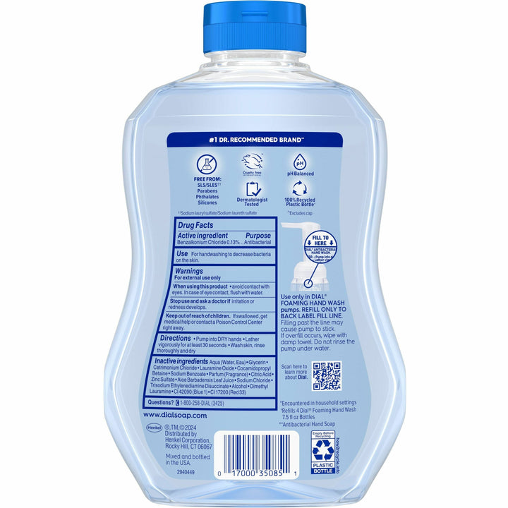 Image of Dial® Handwash, Foaming, Spring Water, 30oz Bottle, 4/CT