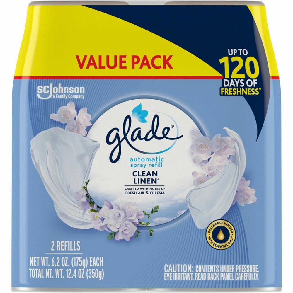 Image of S.C. Johnson Air Freshener Refill,f/Auto Spray,Clean Linen,12.4oz,2/PK