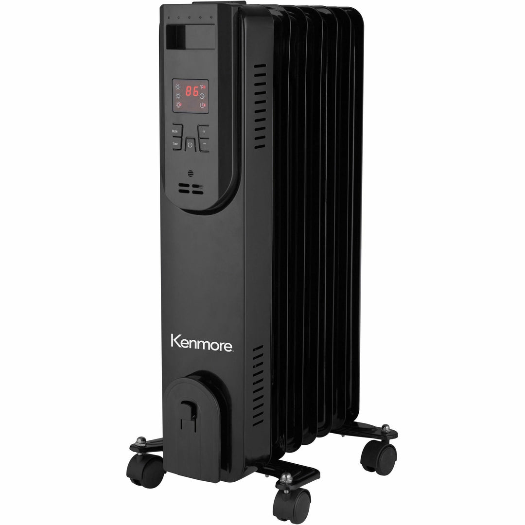 Image of ESM Heater,Oil-Filled,Radiator,1500W,Timer,24"H,BK