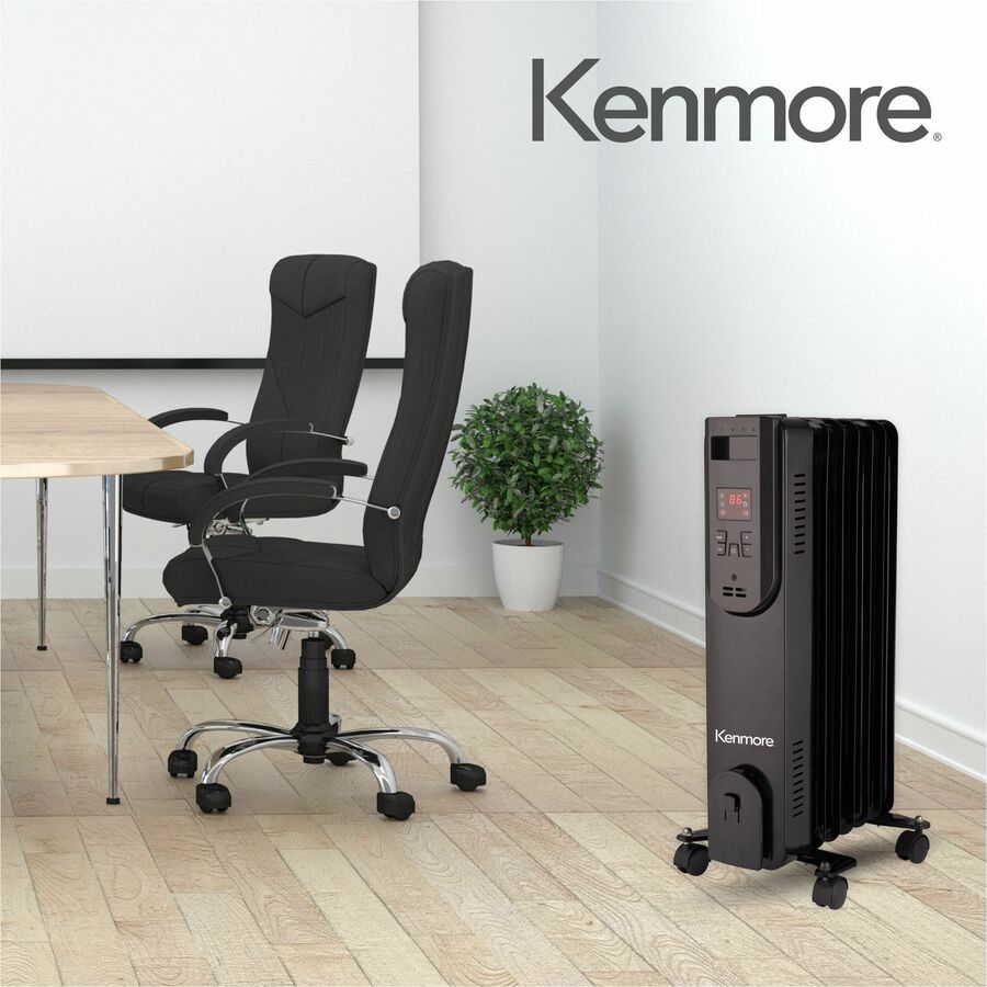 Image of ESM Heater,Oil-Filled,Radiator,1500W,Timer,24"H,BK