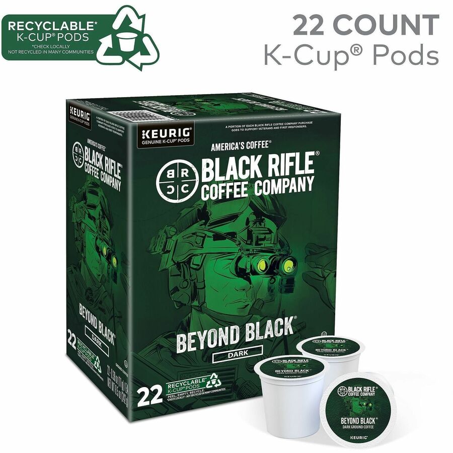 Image of Black Rifle 0499 Beyond Black K-Cups, Compatible with Keurig Brewer, Dark, 22 K-Cup, K-Cup, Pod, Beyond Black, Kosher, 4 / Carton