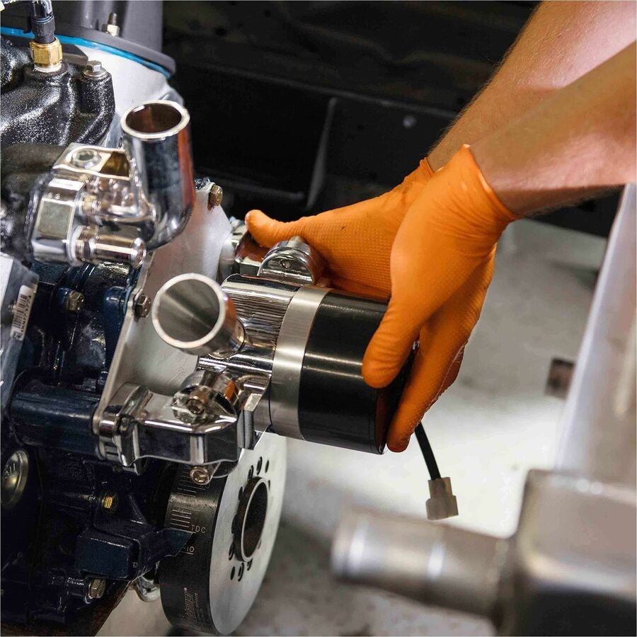 Image of Gloveworks GWON48100 Industrial Orange Raised Diamond Texture Nitrile Disposable Gloves