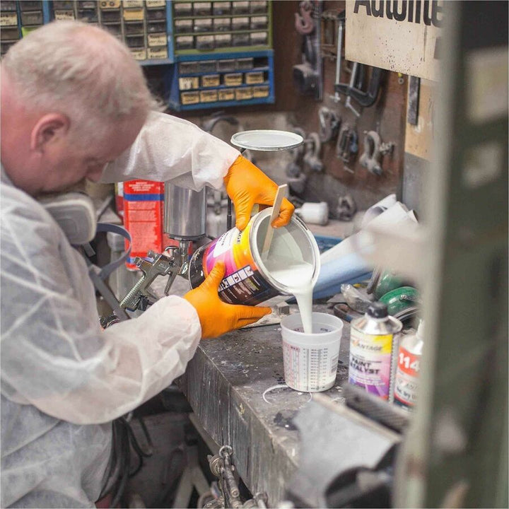 Image of Gloveworks GWON46100 Industrial Orange Raised Diamond Texture Nitrile Disposable Gloves