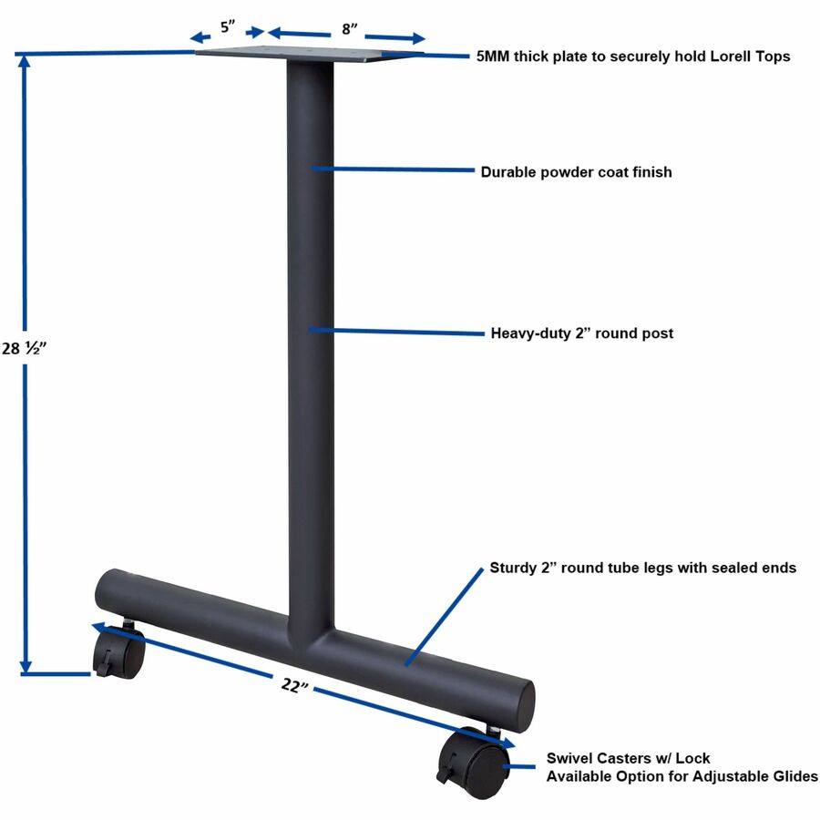 Image of Lorell Base,T-Leg,f/Invent Table,5"x22"x28.5",Black