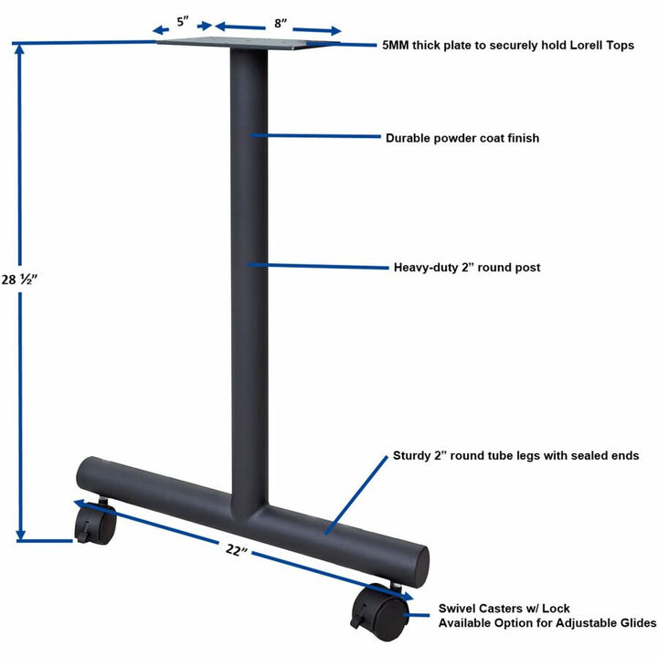Image of Lorell Base,T-Leg,f/Invent Table,5"x22"x28.5",Black