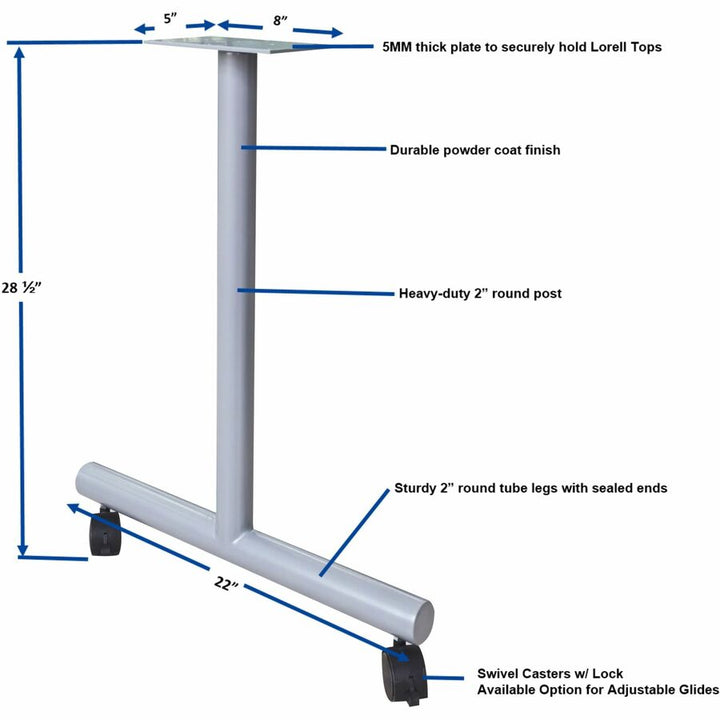 Image of Lorell Base,T-Leg,f/Invent Table,5"x22"x28.5",Silver