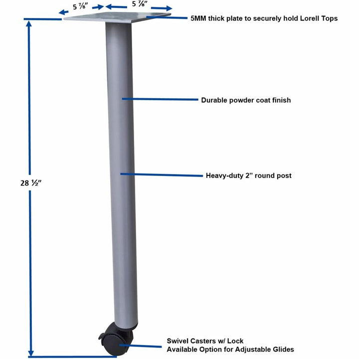 Image of Lorell Base,Post-Leg,f/Invent Table,5.88"x5.88"x28.5",Silver