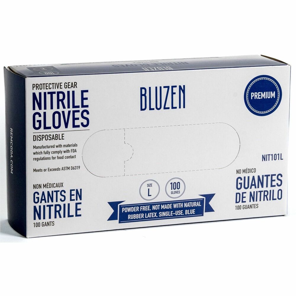 Image of Remcoda, LLC Gloves,Disposable,Powder-Free,Nitrile,Large,100/BX,10/CT,BE