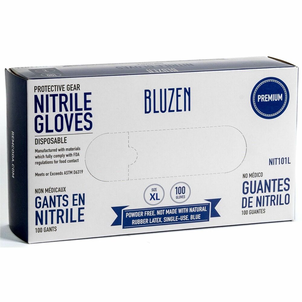 Image of Remcoda, LLC Gloves,Disposable,Powder-Free,Nitrile,XLarge,100/BX,10/CT,BE