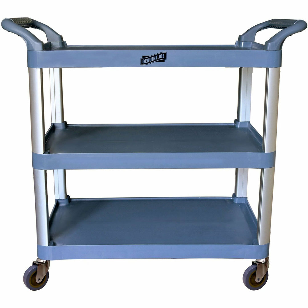 Image of Genuine Joe Cart,Bussing,3-Shelf,Plastic/Aluminum,19.69"x38.3"x36.6",GY