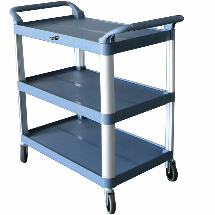 Image of Genuine Joe Cart,Bussing,3-Shelf,Plastic/Aluminum,19.69"x38.3"x36.6",GY