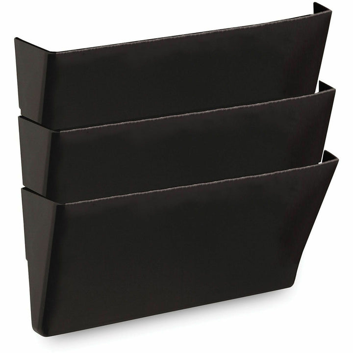 Image of Universal 8121 Wall File Pockets, 3 Sections, Letter Size,13" x 4.13" x 14.5" , Black, 3/Pack