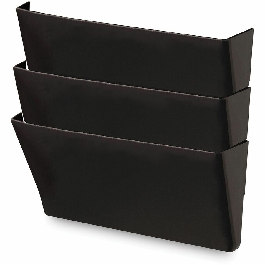 Image of Universal 8121 Wall File Pockets, 3 Sections, Letter Size,13" x 4.13" x 14.5" , Black, 3/Pack