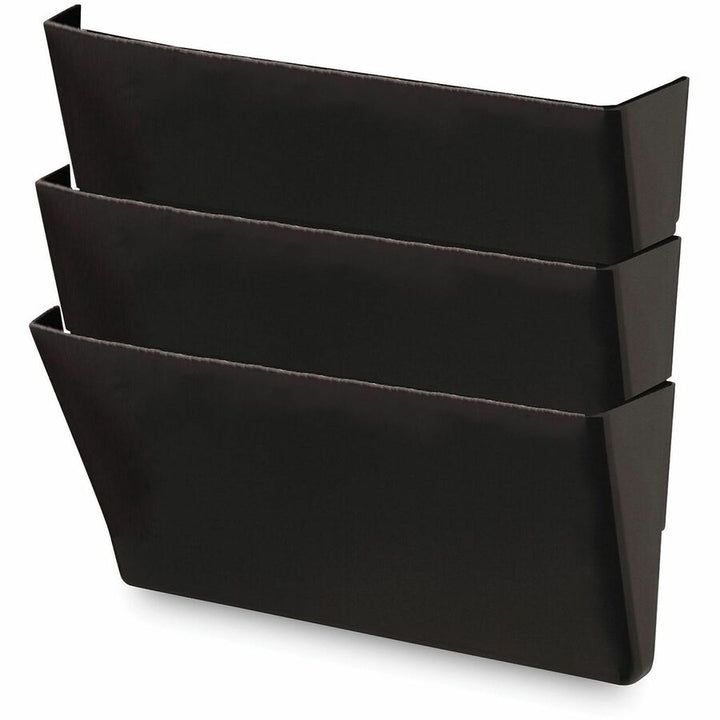 Image of Universal 8121 Wall File Pockets, 3 Sections, Letter Size,13" x 4.13" x 14.5" , Black, 3/Pack