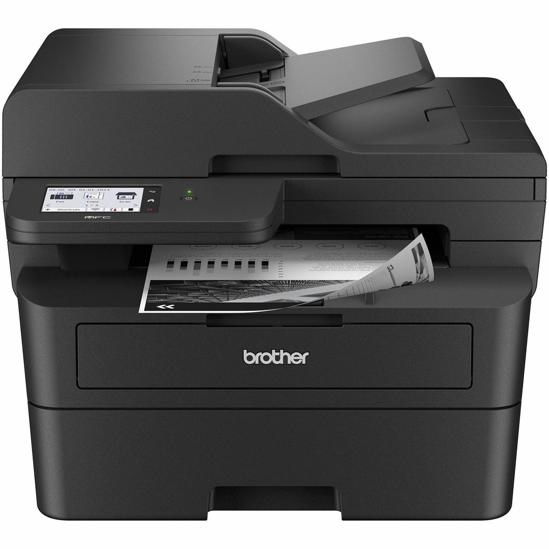 Image of Brother Printer,Copy/Scan/Fax,Monochrme,Wirelss,16.1"x16.6"x12.5",BK