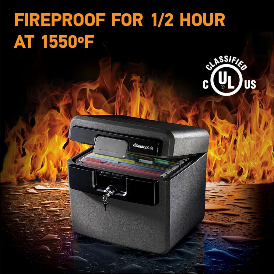 Image of Sentry® Safe File Safe,Fire/Water,0.65 cu ft,15-1/2"x13-1/2"x14-3/10",BK