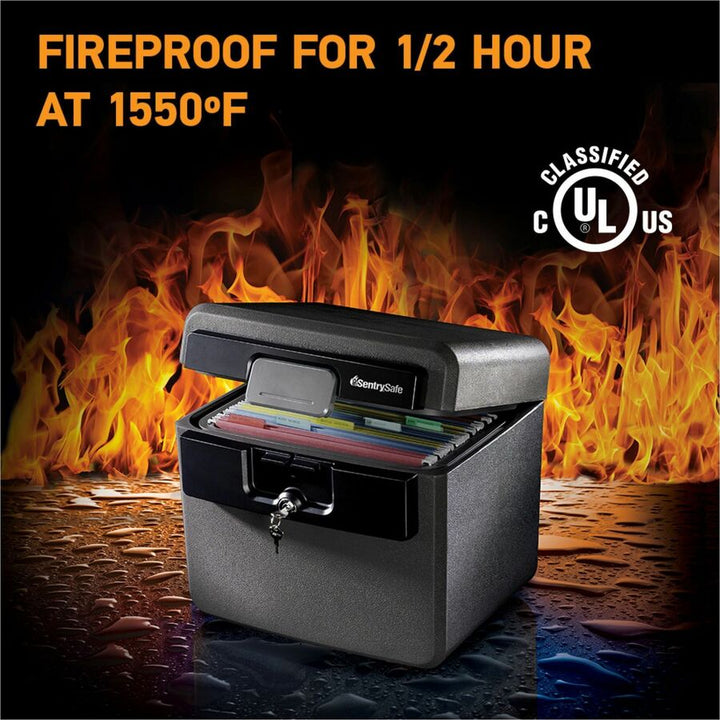 Image of Sentry® Safe File Safe,Fire/Water,0.65 cu ft,15-1/2"x13-1/2"x14-3/10",BK