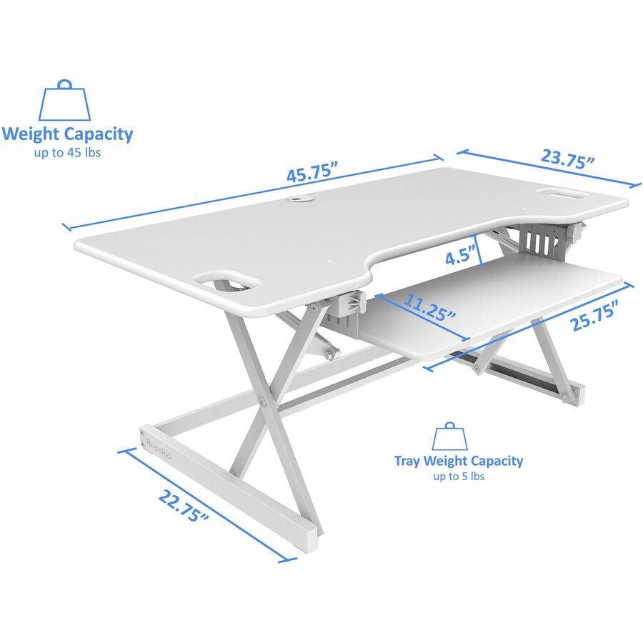 Image of Rocelco Desk Riser,w/Tray,Deluxe,45-7/10"x23-3/5"x20",WE