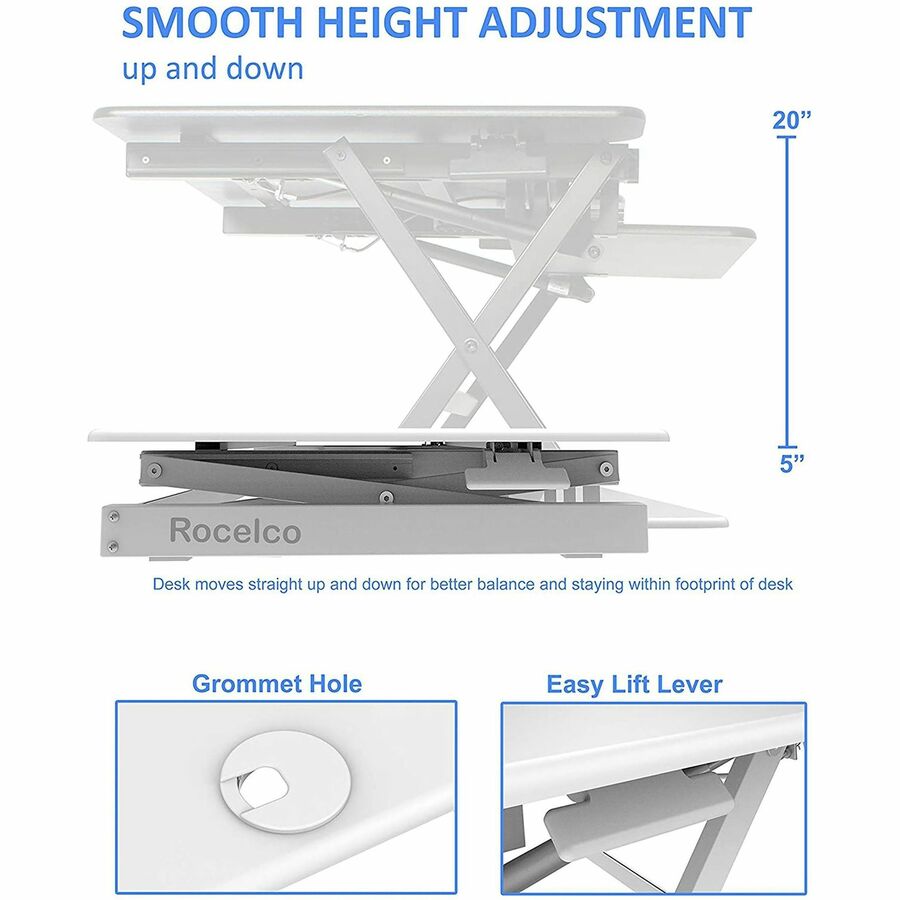 Image of Rocelco Desk Riser,w/Tray,Deluxe,45-7/10"x23-3/5"x20",WE