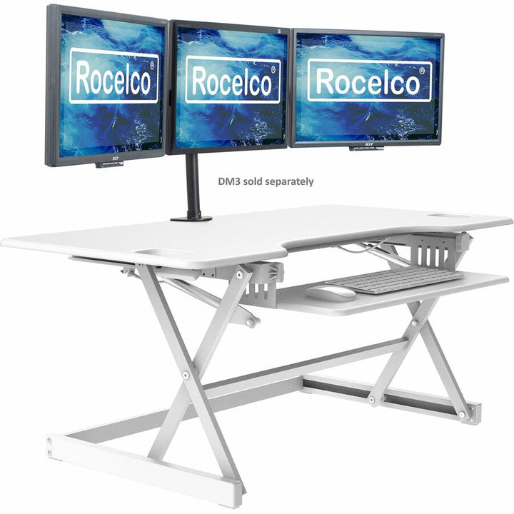Image of Rocelco Desk Riser,w/Tray,Deluxe,45-7/10"x23-3/5"x20",WE