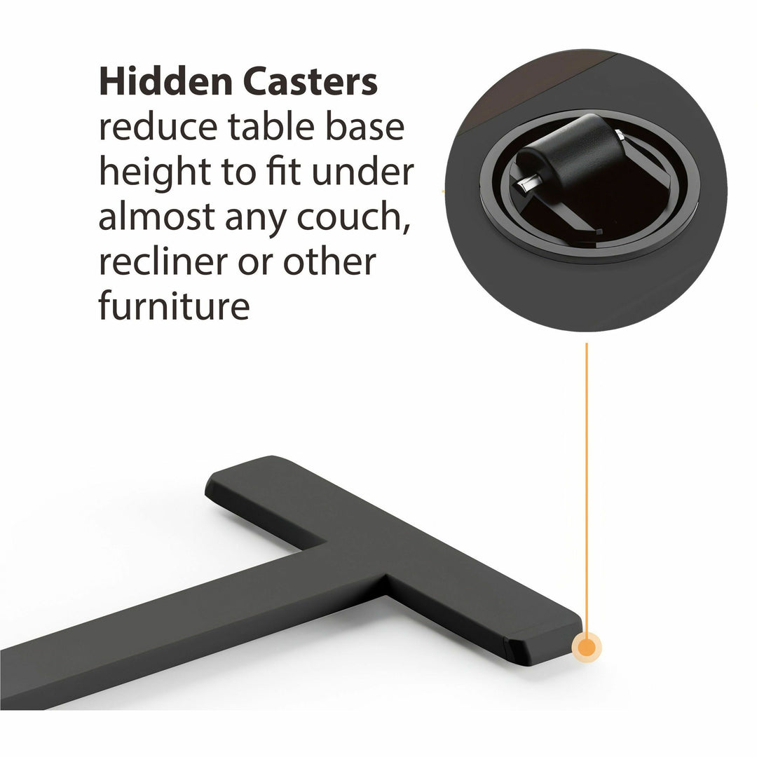 Image of Kantek Side Table,Height-Adjustable,Hidden Casters,28"x15-3/10",BK