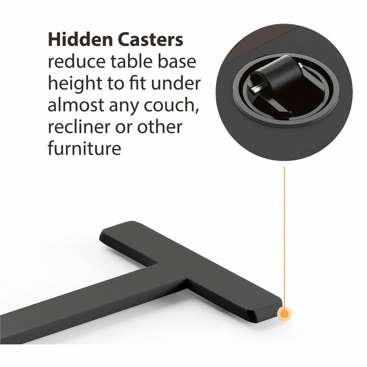 Image of Kantek Side Table,Height-Adjustable,Hidden Casters,28"x15-3/10",BK