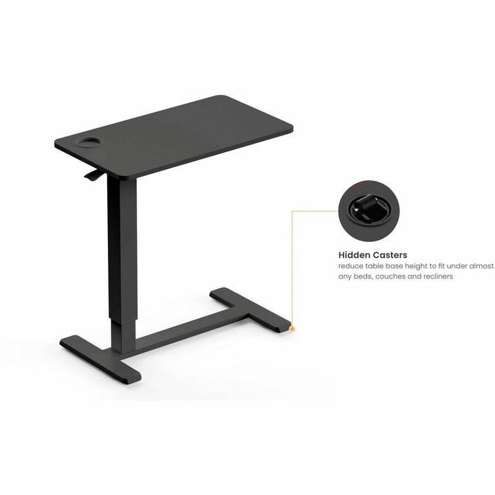 Image of Kantek Side Table,Height-Adjustable,Hidden Casters,28"x15-3/10",BK
