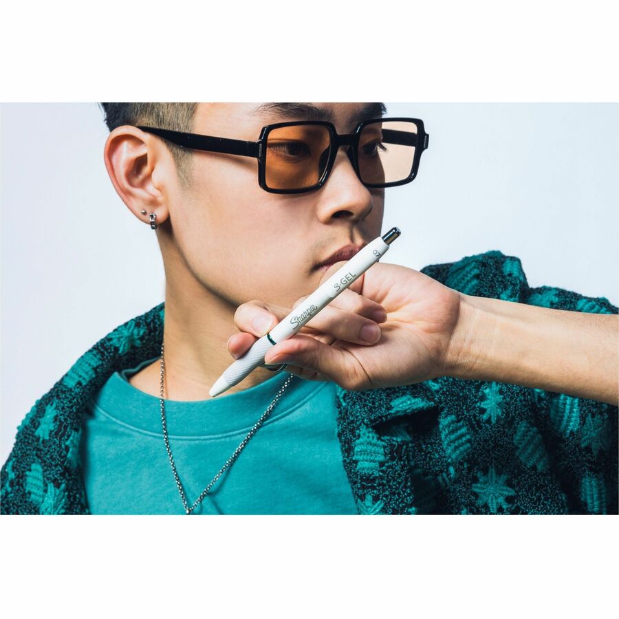 Image of Sharpie® S-Gel S-Gel Fashion Barrel Gel Pen, Retractable, Medium 0.7 mm, Assorted Ink, White Barrel, 8/Pack