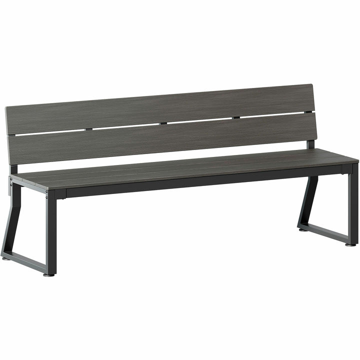 Image of Lorell Bench,w/Backrest,Outdoor,Faux Wood,72"x17-3/4"x17-3/4",Gray