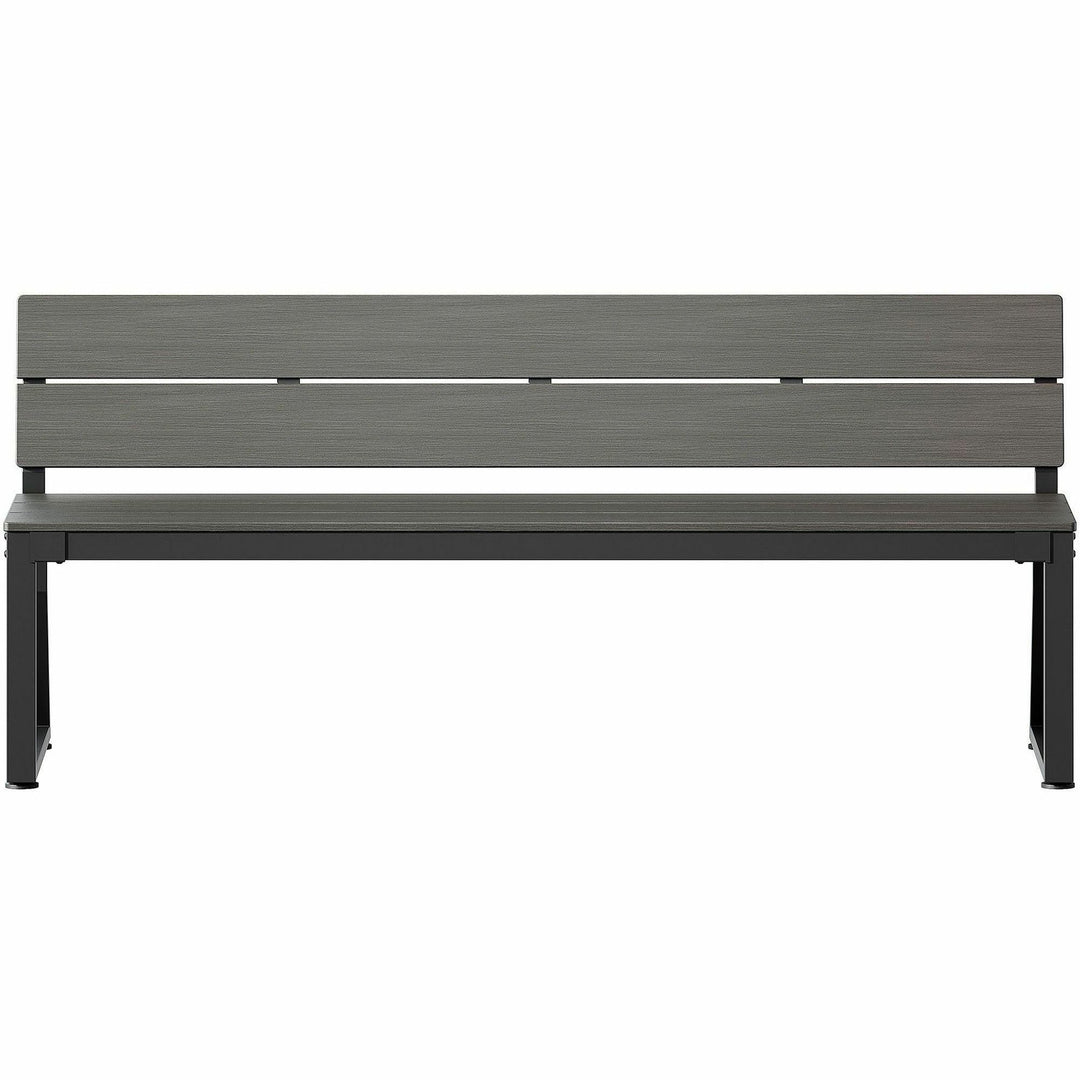 Image of Lorell Bench,w/Backrest,Outdoor,Faux Wood,72"x17-3/4"x17-3/4",Gray