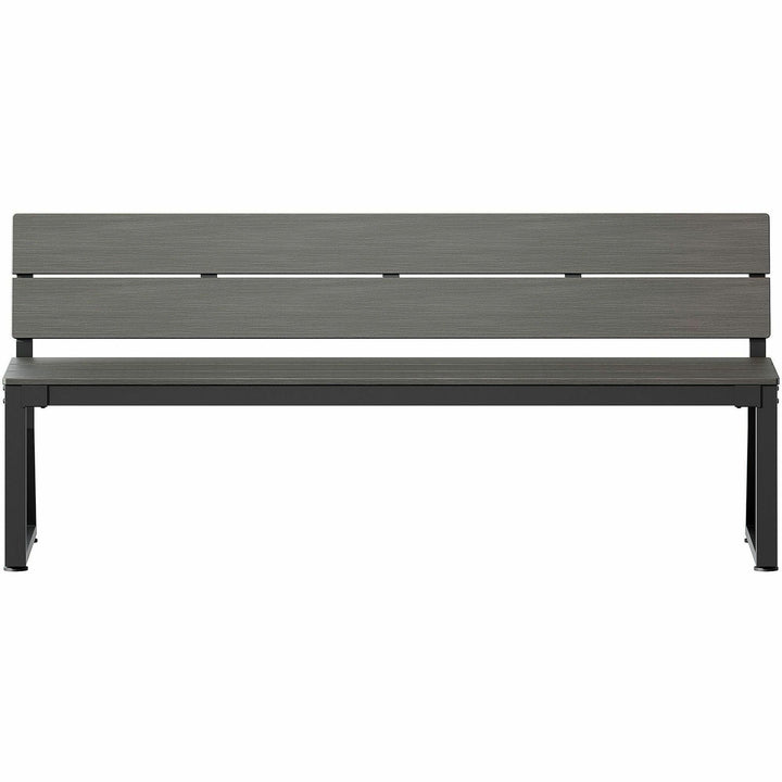 Image of Lorell Bench,w/Backrest,Outdoor,Faux Wood,72"x17-3/4"x17-3/4",Gray