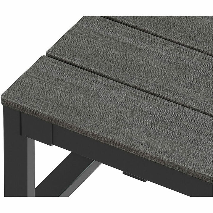 Image of Lorell Bench,w/Backrest,Outdoor,Faux Wood,72"x17-3/4"x17-3/4",Gray