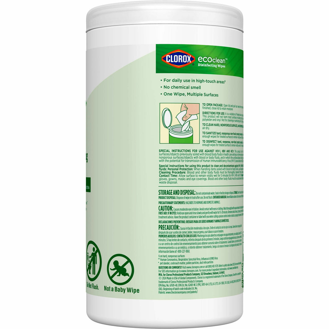Image of Clorox® Wipes,Disifectant,EcoClean,75/Canister,WE