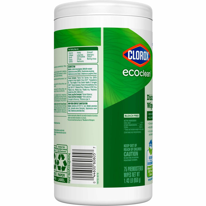 Image of Clorox® Wipes,Disifectant,EcoClean,75/Canister,WE