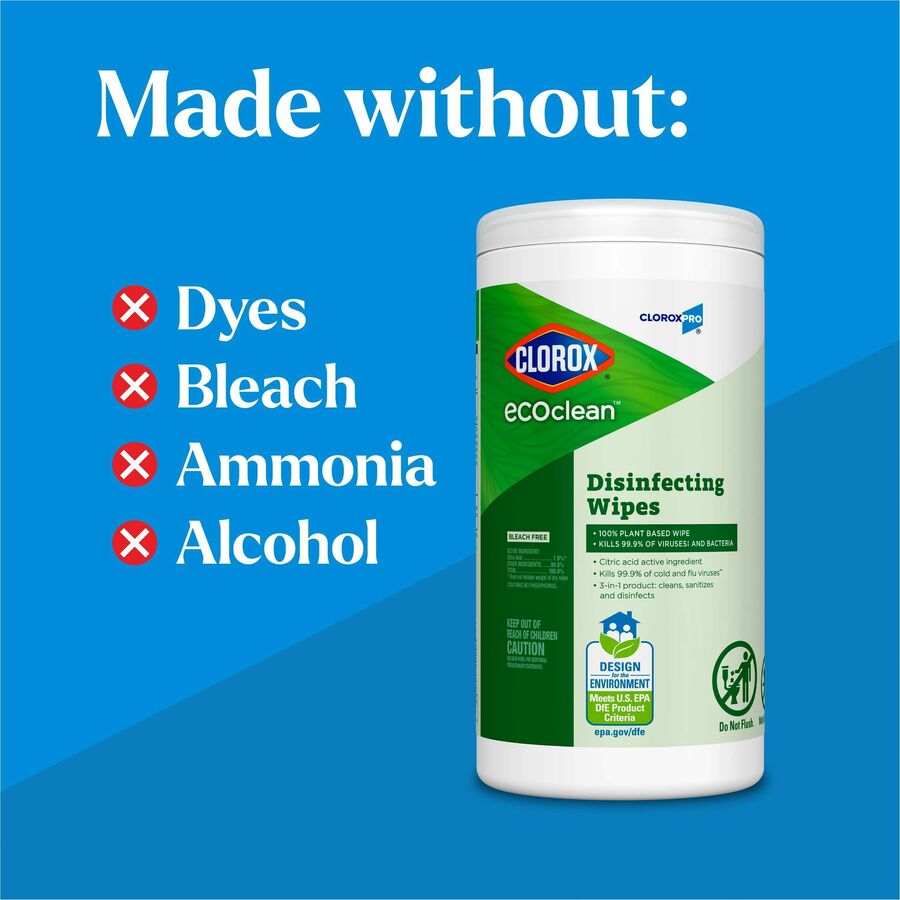 Image of Clorox® Wipes,Disifectant,EcoClean,75/Canister,WE