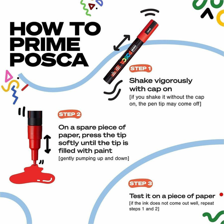Image of uniball™ PC5M4C POSCA Paint Marker, Erasable, Washable, Black, White, Gold, Silver Ink, Water Based, 4 / Pack