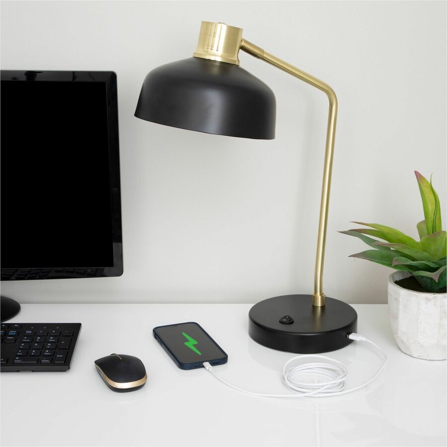 Image of Victory Light Desk Lamp,Retro,USB Port,10-Watt,LED,20"H,BK