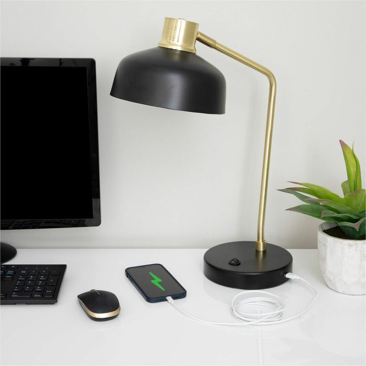 Image of Victory Light Desk Lamp,Retro,USB Port,10-Watt,LED,20"H,BK