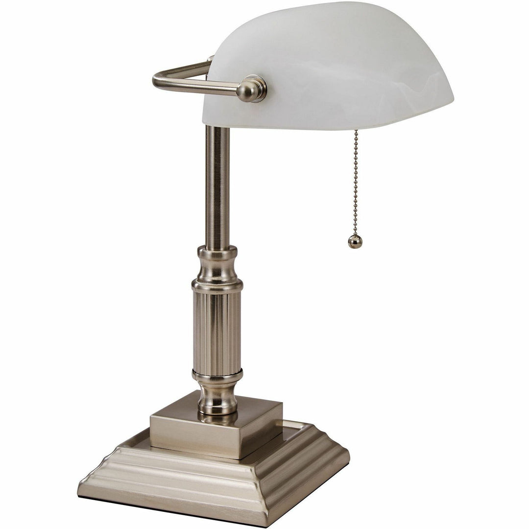 Image of V-Light LED Bankers Lamp with Frosted Shade, 14.75" High, Brushed Nickel