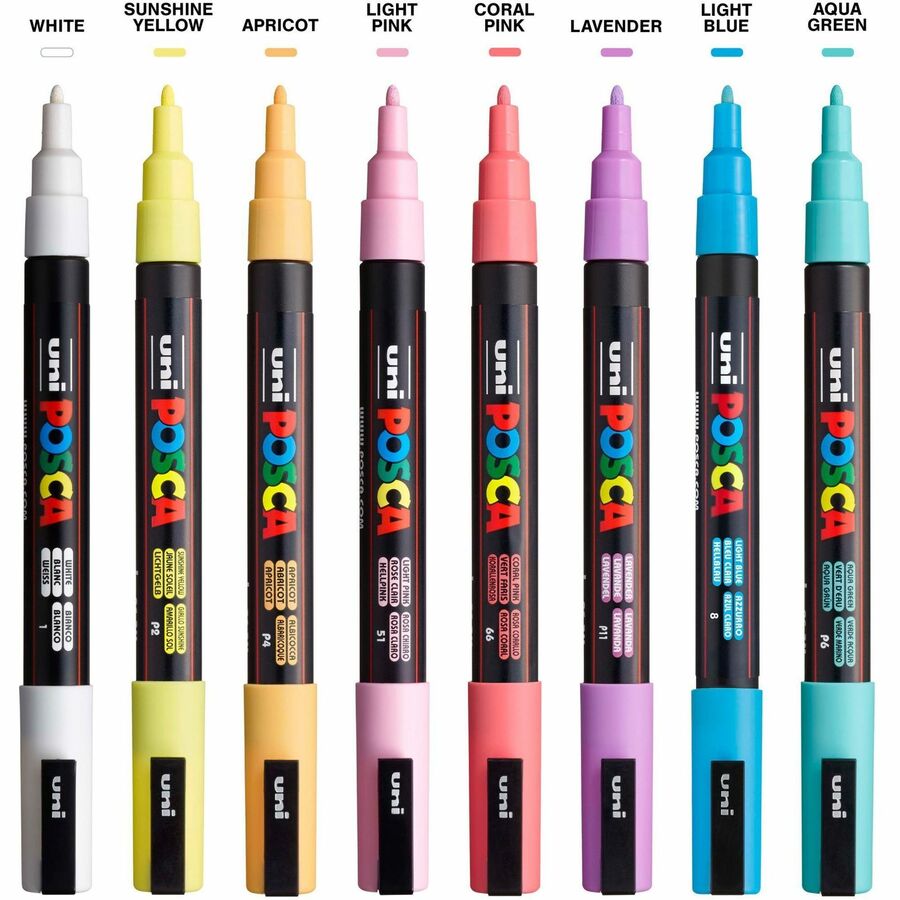 Image of uniball® Paint Marker,POSCA,Water-based,Fine,8/PK, AST Soft Colors