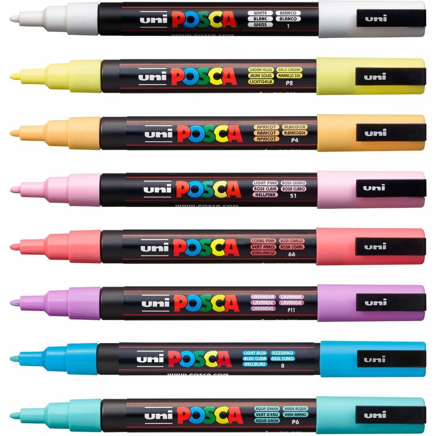 Image of uniball® Paint Marker,POSCA,Water-based,Fine,8/PK, AST Soft Colors