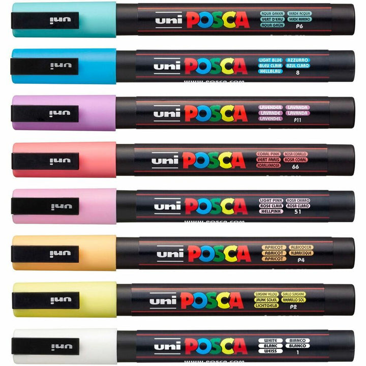 Image of uniball® Paint Marker,POSCA,Water-based,Fine,8/PK, AST Soft Colors