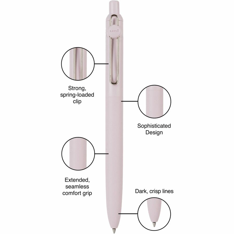 Image of uniball® Zento Gel Pen, Retractable, Medium 0.7 mm, Black Ink, Assorted Barrel Colors, Dozen