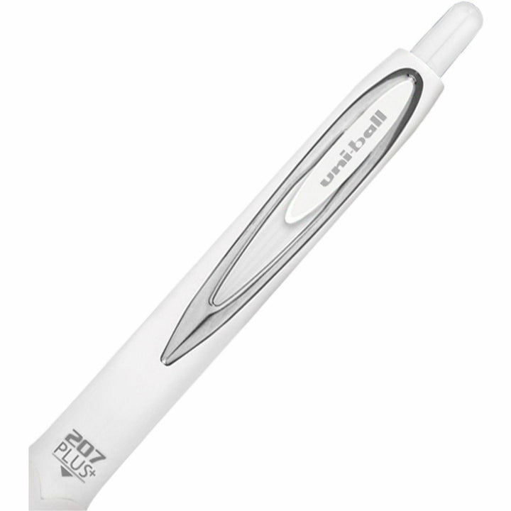 Image of uniball® 207 Plus+ Gel Pen, Retractable, Medium 0.7 mm, Black Ink, White Barrel, Dozen