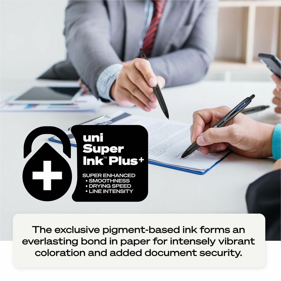 Image of uniball® 207 Plus+ Gel Pen, Retractable, Medium 0.7 mm, Black Ink, White Barrel, Dozen