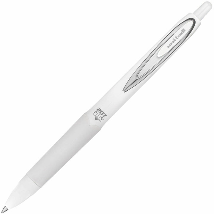 Image of uniball® 207 Plus+ Gel Pen, Retractable, Medium 0.7 mm, Black Ink, White Barrel, Dozen