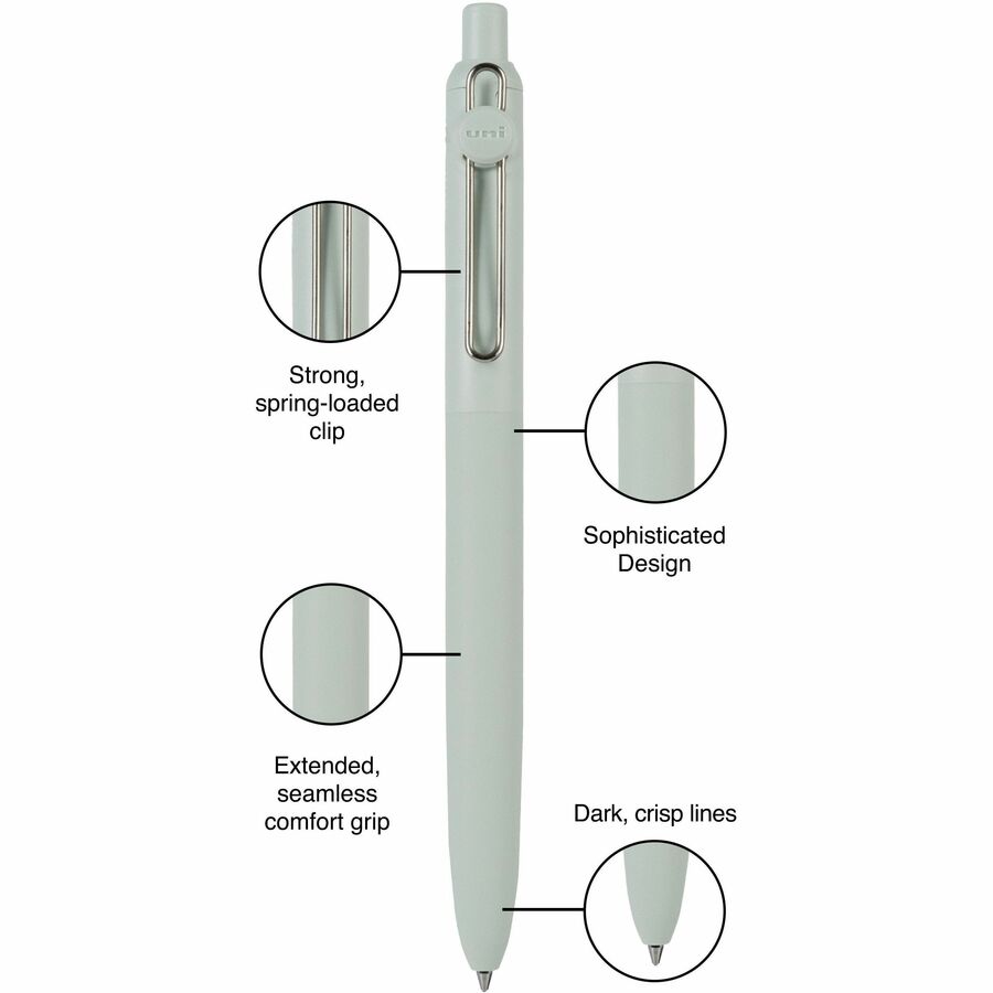 Image of uniball® Zento Gel Pen, Retractable, Medium 0.7 mm, Black Ink, Assorted Barrel Colors, Dozen