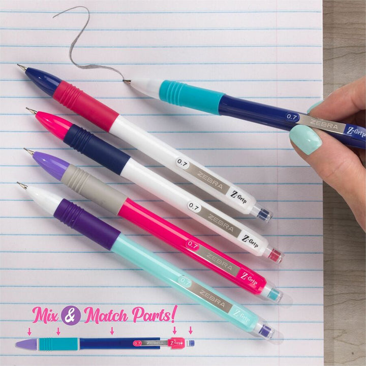 Image of Zebra® Z-Grip Plus Mechanical Pencil, 0.7, (#2), Black Lead, White Barrel, Dozen